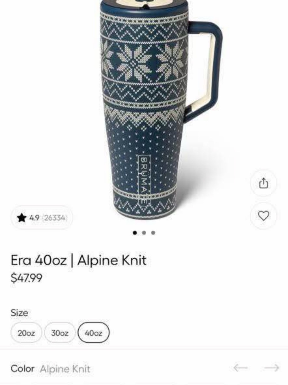 BrüMate ERA Alpine Knit Tumbler - Navy & White - Picture 2 of 2